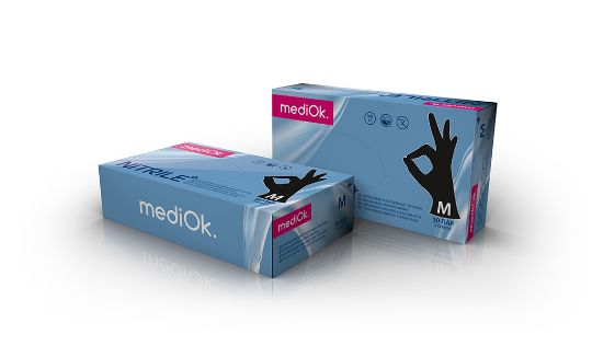 Перчатки  MediOk  Нитрил. текстур. неопуд. (50 пар)  S, ЧЕРН 3,5 г